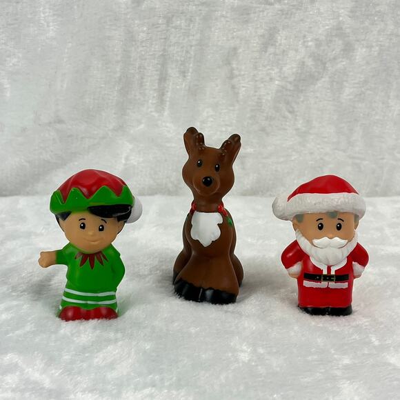 Fisher-Price Little People Christmas Train Santa Elf Reindeer 3-Car Holiday Set - Picture 4 of 8